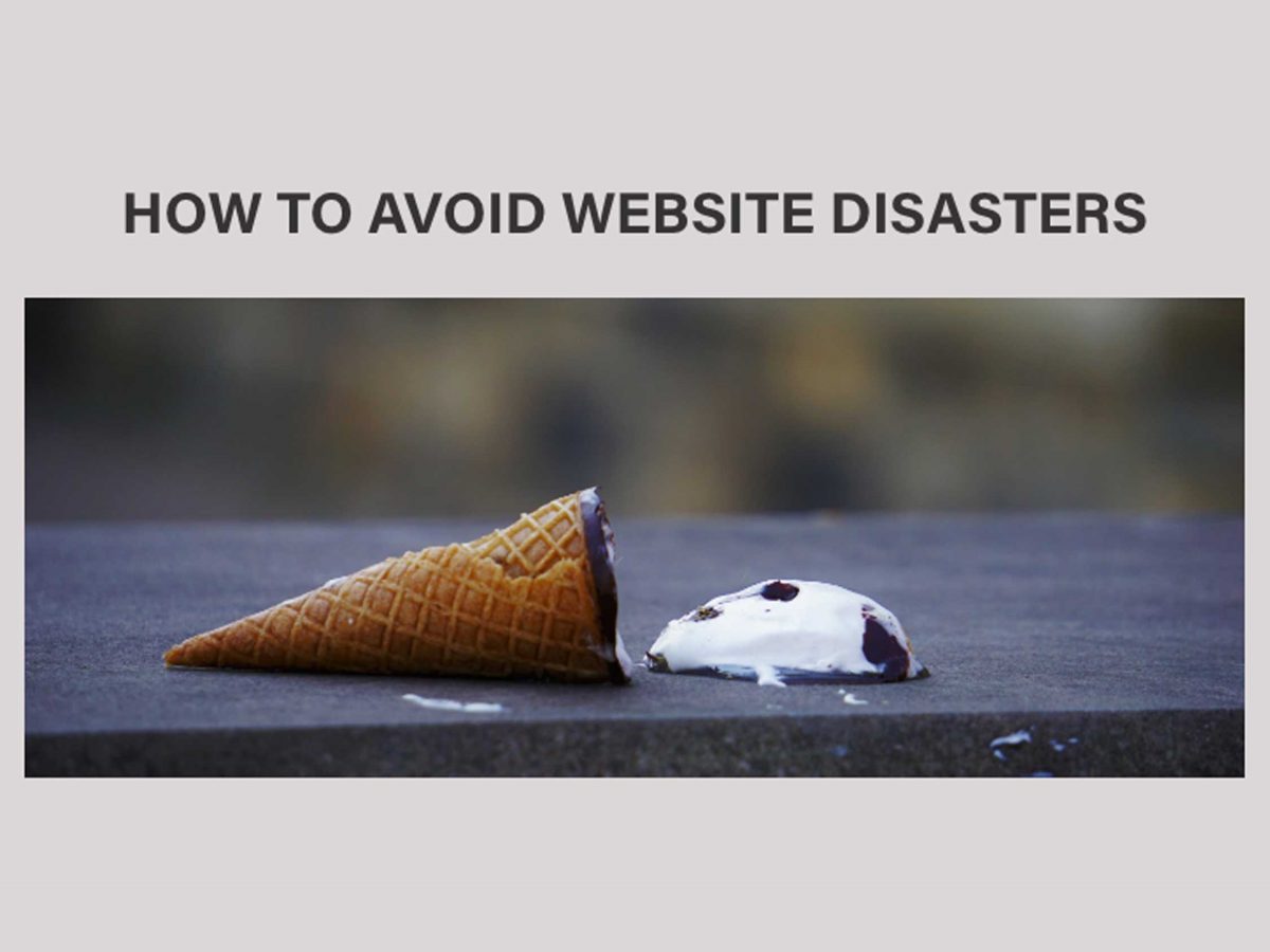 how to avoid website disasters article thumbnail showing a dropped icecream