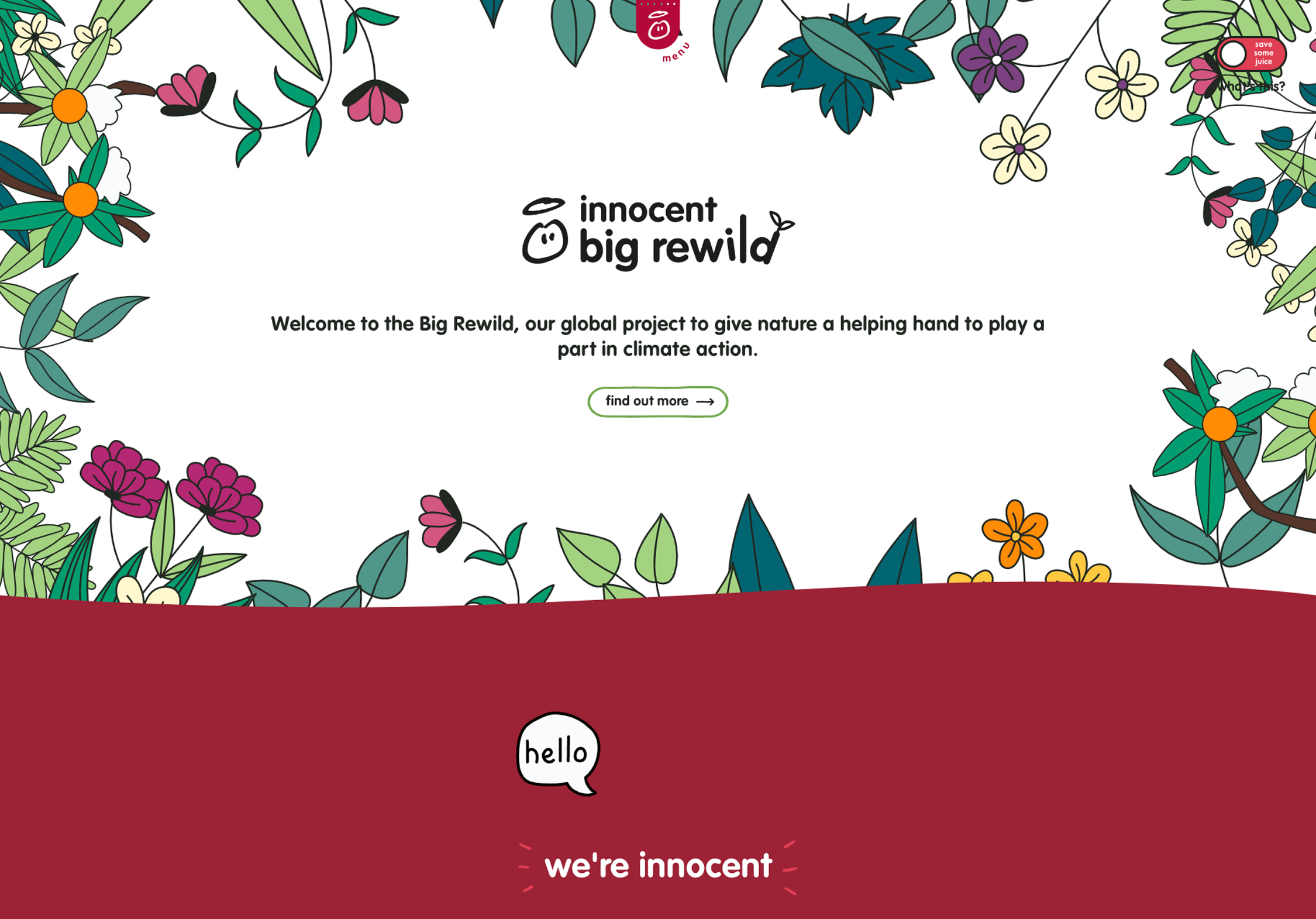 innocent drinks website home page: an example of a sustainable website