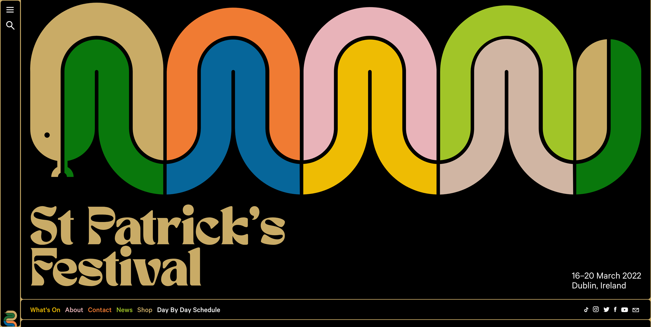 St Patrick's Festival dark-themed website