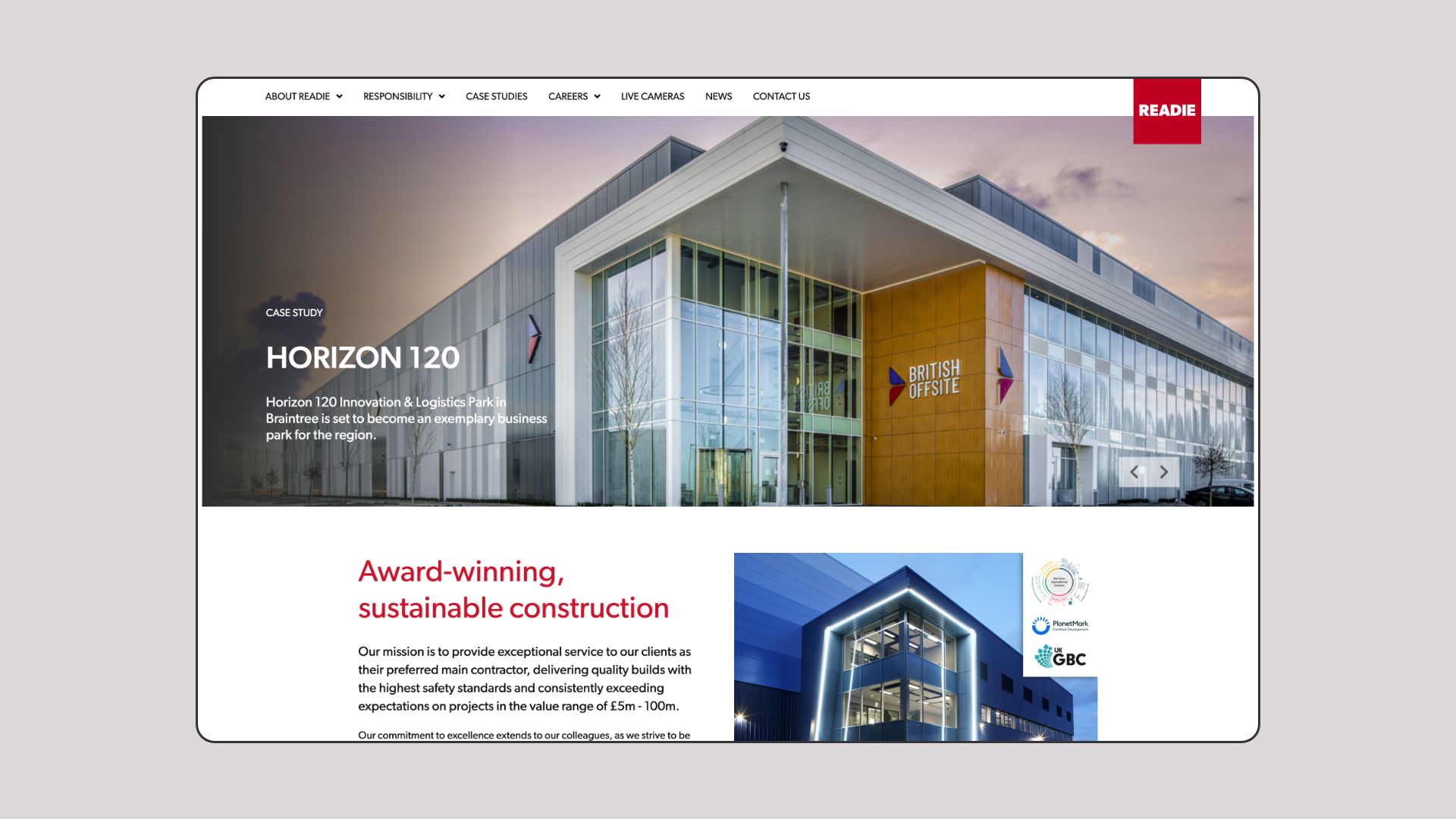 Readie Construction Website