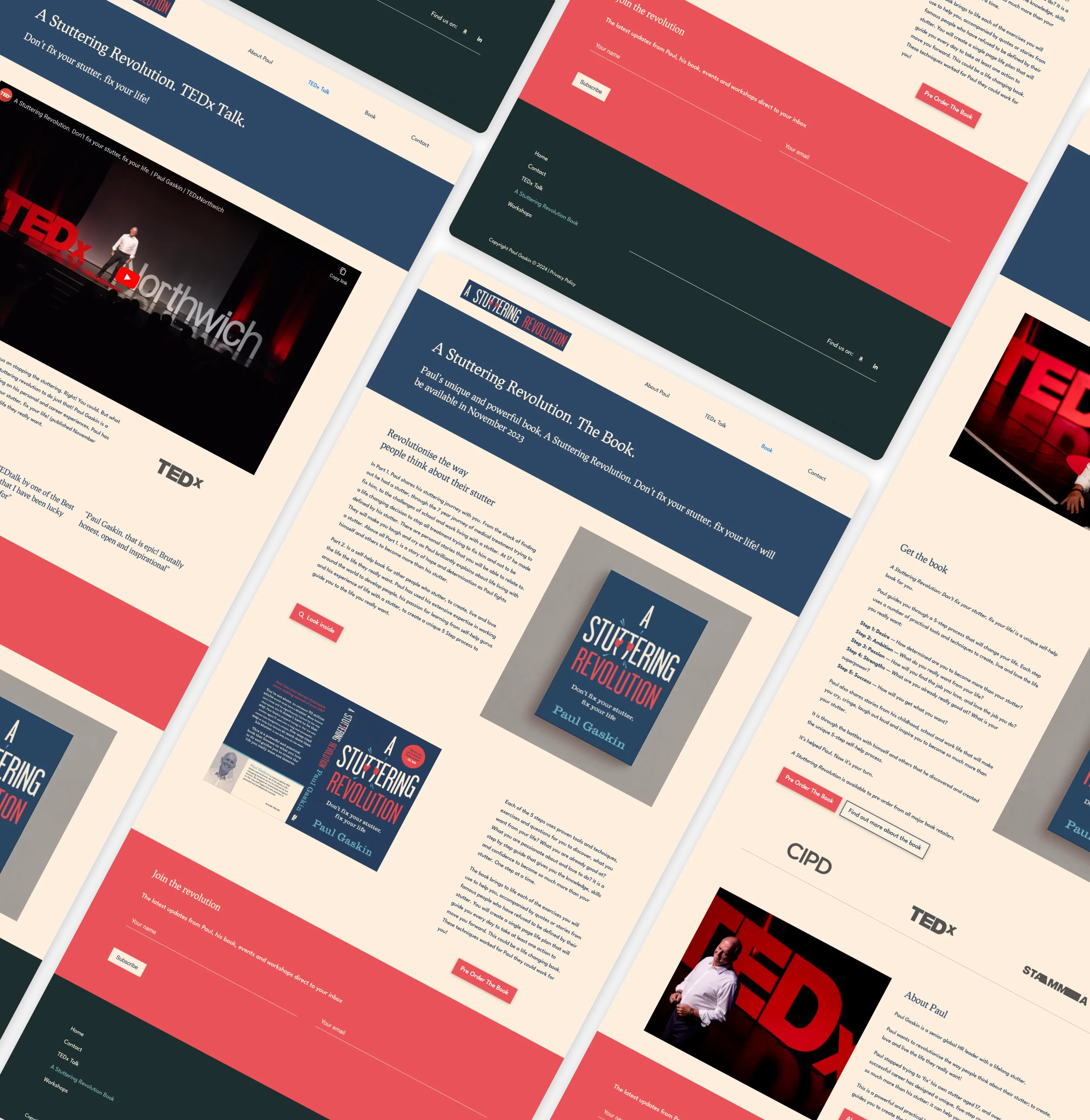 Diagonal Mockups of A Stuttering Revolution Website by Consider