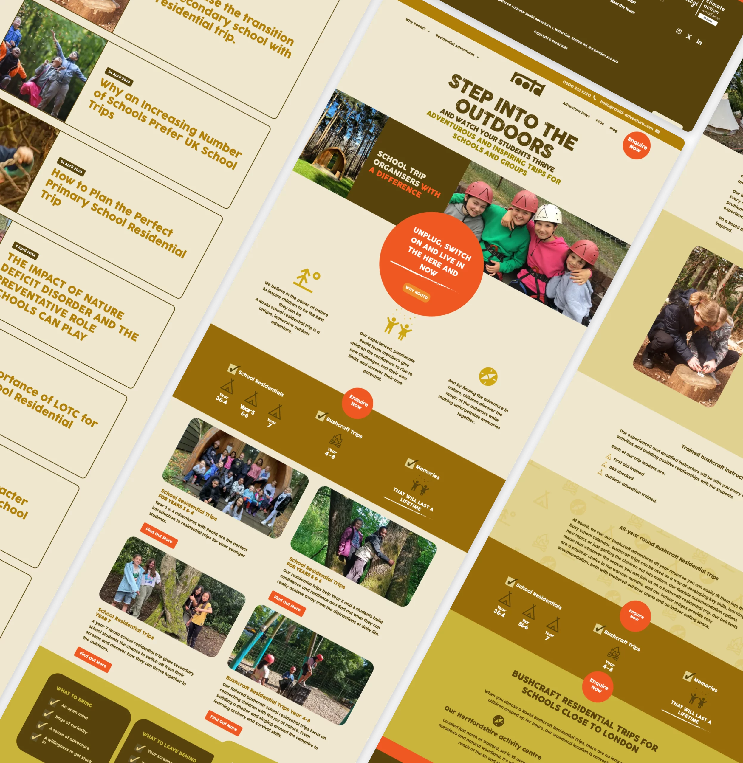 Diagonal Mockups of Rootd Adventures Website by Consider