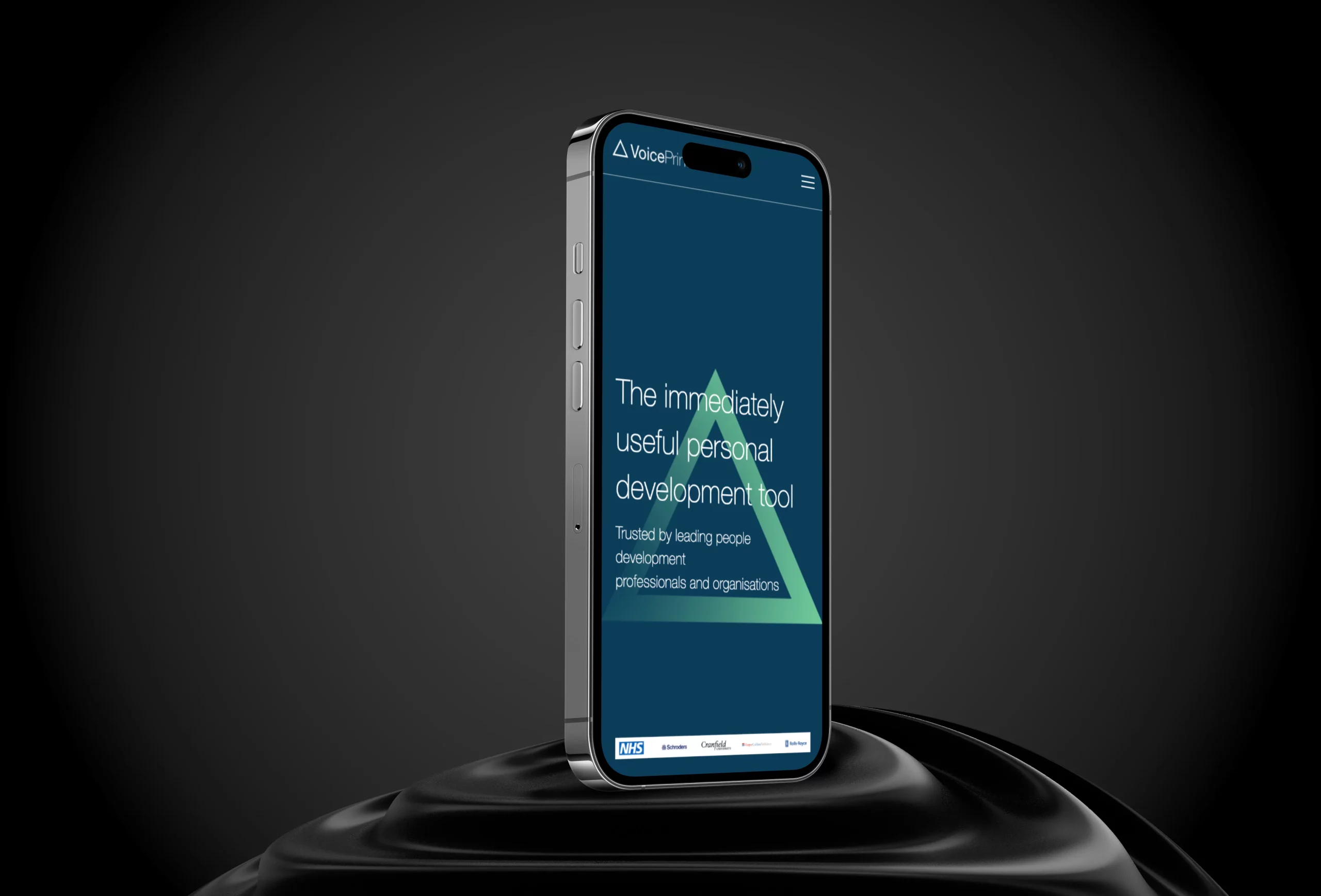 Mobile Mockup on a Stand of VoicePrint Website by Consider