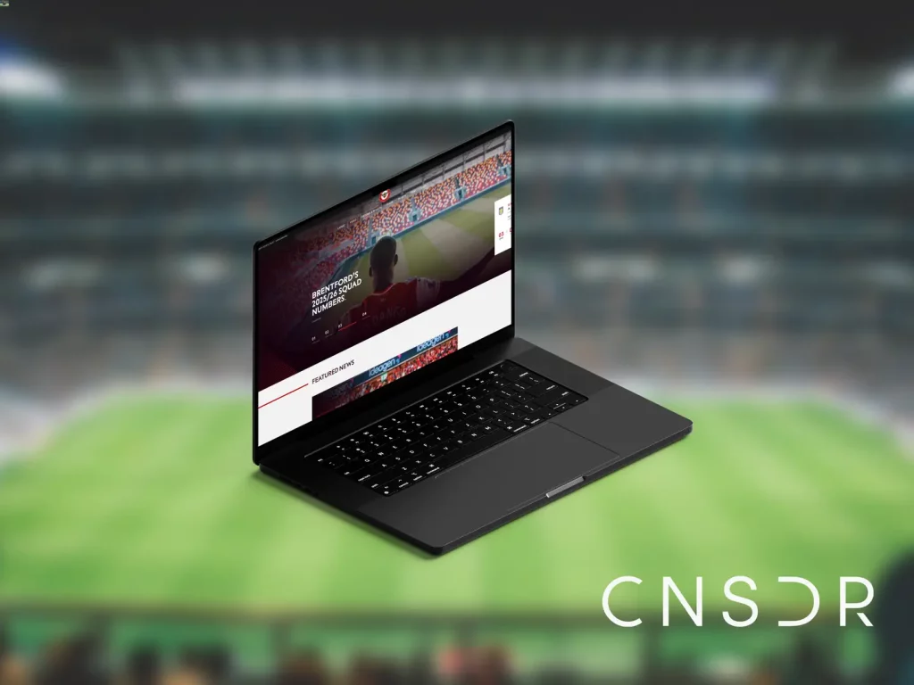 Image of a laptop showing Brentford's website during a sustainability test