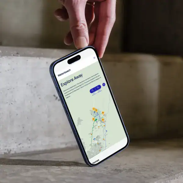 Iphone displaying Waterbeach's interactive map